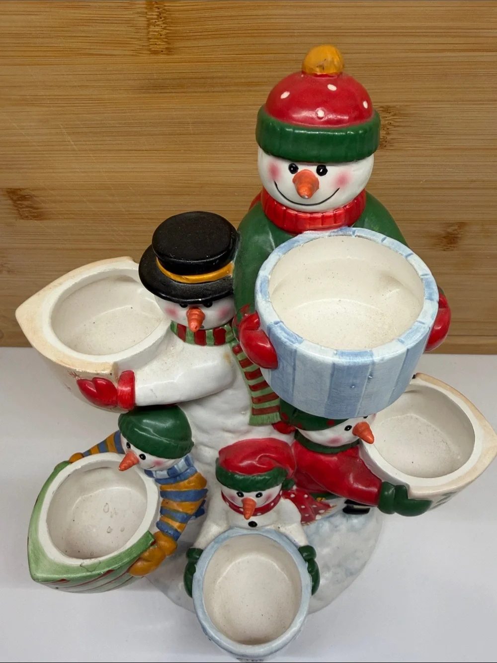 Vintage Yankee Candle Snowmen Pileup Tea Light Votive Holder